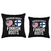 American Raised With Finnish Roots USA Finland Flag Throw Pillow