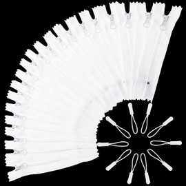 cierre de nailon de 4 pulgadas, 20 piezas de cierre blanca, con 10 tiradores de cierre blanca, cremalleras para coser, hacer manualidades, bolsas