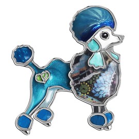 BONSNY Enamel Alloy Cute Poodle Dog Brooch Pins Jewellery for Women Girls Dress Scarf Accessories Gift (Navy)