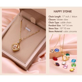Happy Sydnie 12-pc Set Interchangeable Birthstone Pendant Necklaces for Women, Gifts for Women, Gold Necklace and Chain, 14K Gold Plated Necklace , Jewelry for Women, Customize Pendant Necklace, Interchangeable Jewelry