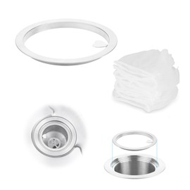 TVETE Dish Drainer Net and Holder Set (100 x 100 + Holder x 1) Drain Drain Net Holder, Stainless Steel, Suitable for Diameter 5.3 inches (13.5 cm) / 5.7 inches (14.5 cm), Easy Installation, Kitchen