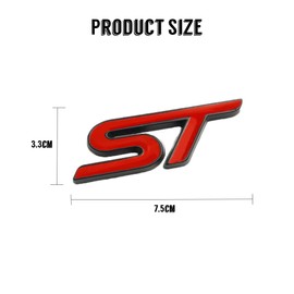 Pack of 2 3D Metal ST Sticker Car Head Emblem, Car Metal ST Emblem, Alloy ST Radiator Grille Logo, Front Grill Body Boot Decoration, Badge, Chrome Sticker for Car Decoration