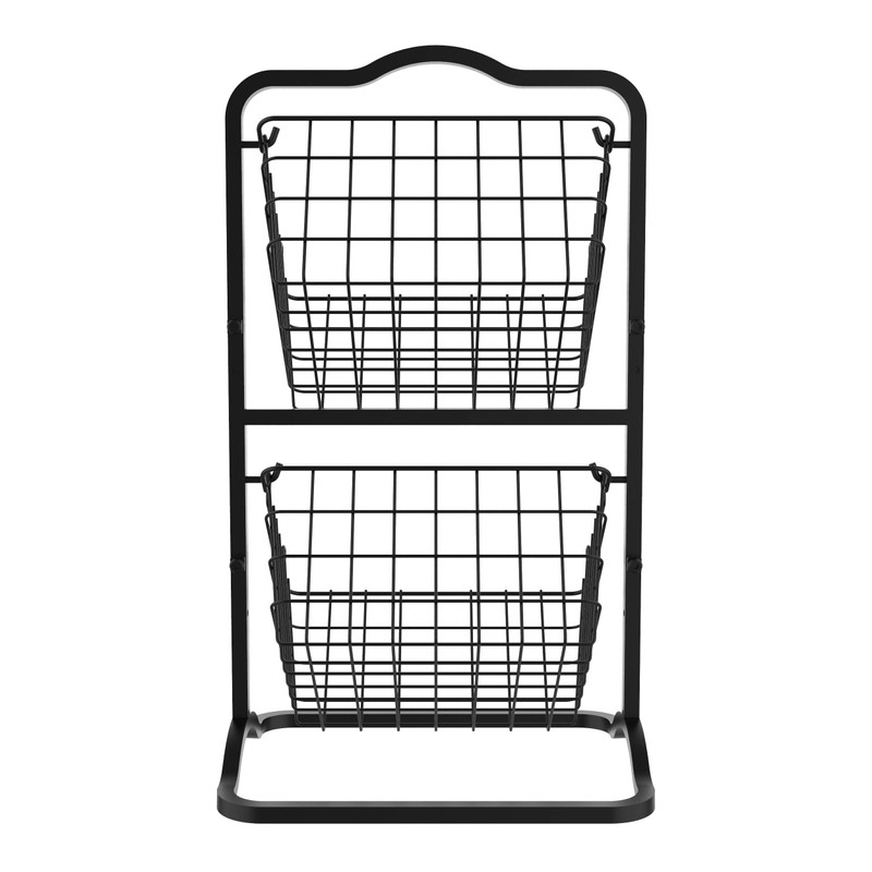 Oceanstar 2-Tier Storage Kitchen Wire Basket Stand, Black - 2FB1927