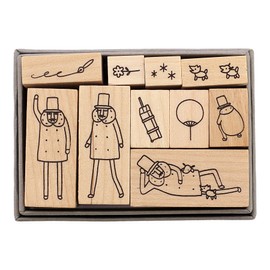 Midori 35597006 Wooden Stamp Set A Pattern Ojisan 30th Anniversary