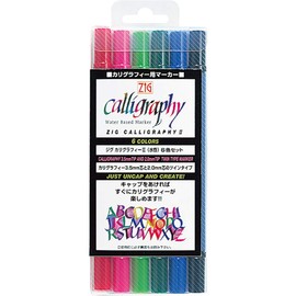 Kuretake TC-3100/6V Zig Calligraphy II 6 Colour Set 2.0/3.5 MM (/6VAD) Marker