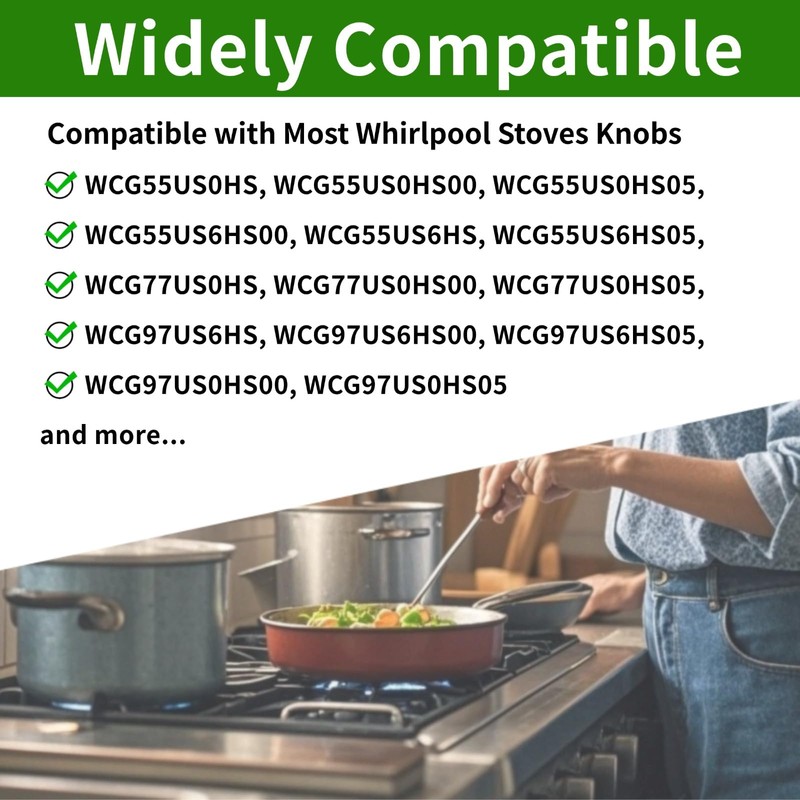 5 Pcs W11366438 Stove Knobs Replacment for Whirlpool Gas Stove