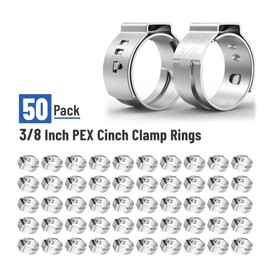 Bates- PEX Cinch Clamp Rings, 3/8", 50 Pack, Stainless Steel, Pex Clamps, Pex Rings, Pex Clamp, Pex Pipe Clamps, Crimp Clamps, 3/8 Pex Crimp Rings, Cinch Clamps, Pex Crimps, Pex Pipe Clamp