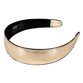 axy HRK3 Leather Headband in Crocodile Look Vintage Hair Band Leather Hairband Headband Classic HRK3 (Gold)