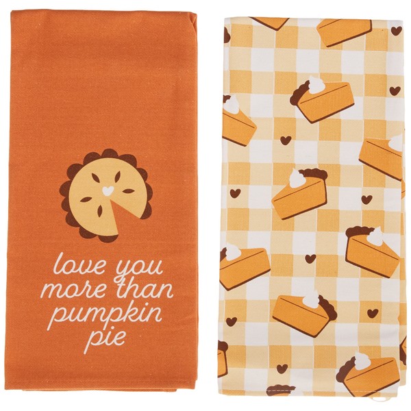 Pearhead Pumpkin Pie Dish Towels, Set of 2, Thanksgiving Décor, Fall Décor, Novelty Holiday Kitchen Towels, Thanksgiving Tea Towels