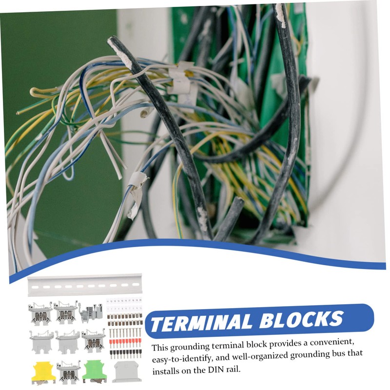 MERRYHAPY Din Rail Connector Terminal Din Block Kit Ground Block