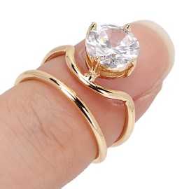 Rhinestone Fingernail Rings, Women's Fingernail Rings, Electroplated Copper Nail Rings, Exquisite, Stylish Nail Art Rings for Dance Party (3053 Gold)