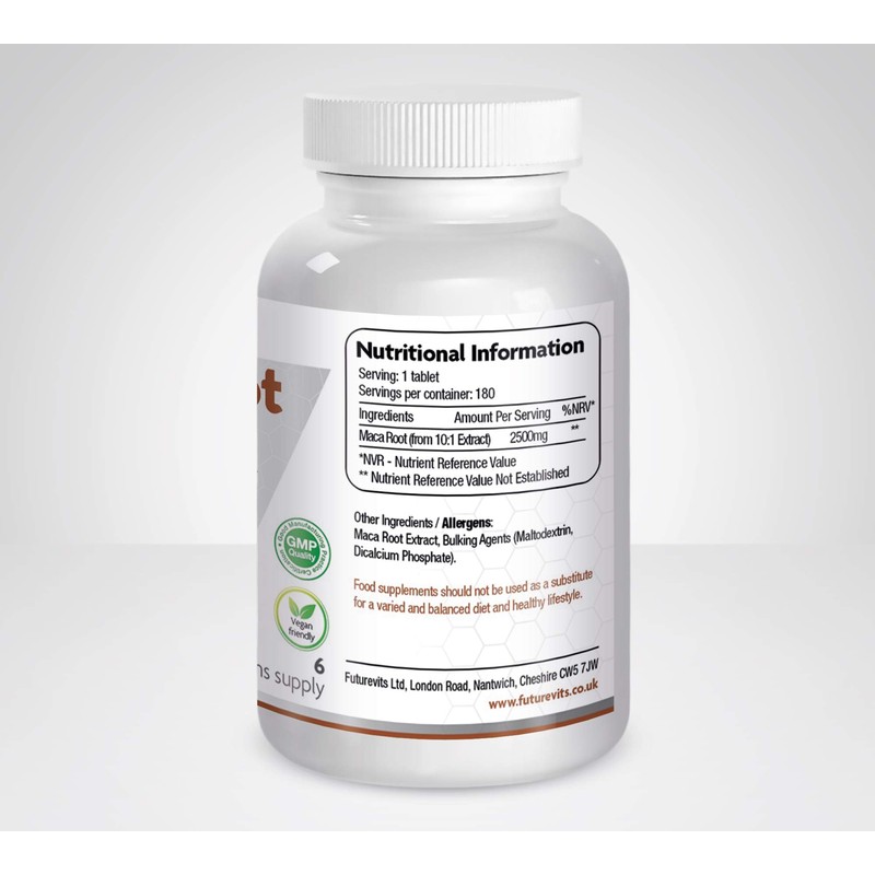 Maca Root Capsules 2500mg 180 Vegetarian and Vegan Tablets -