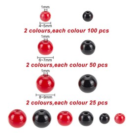 arricraft 350 Pcs Glass Pearl Beads, 4/6/8mm Red Black Round Baking Painted Pearlized Luster Satin Pearls Craft Beads Czech Round Loose Pearls for DIY Necklace Bracelet Jewelry Making