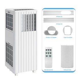 8000 BTU Portable Air Conditioner, Powerful Cooling for 700 Sq.ft Spaces, 3-in-1 AC with Fan & Dehumidifier, Smart Sleep Mode, Remote Control, 24H Timer, Energy-Efficient Design for Home, Office