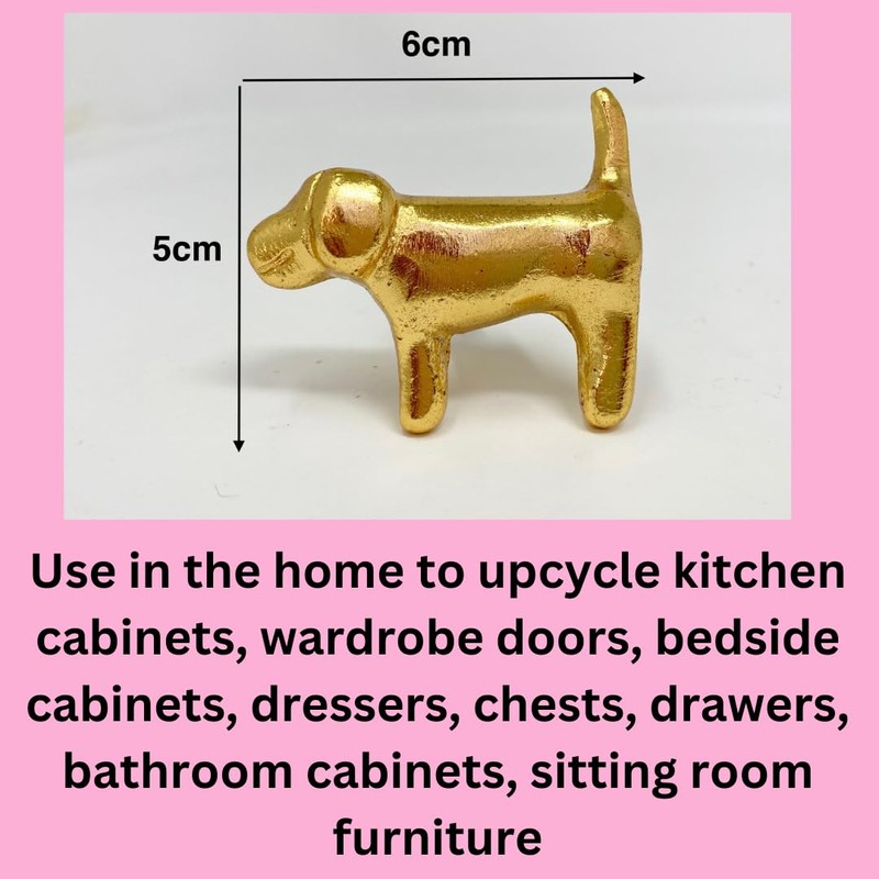 Bright Gold Animal Drawer Knobs - Dresser Cabinet (9. Dog)