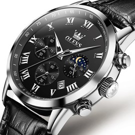 OLEVS Mens Watches Date Ultra Thin Minimalist Fashion Casual Analog Quartz Watch Slim Simple Big Face Waterproof Dress Wrist Watches with Leather Band for Men (J)