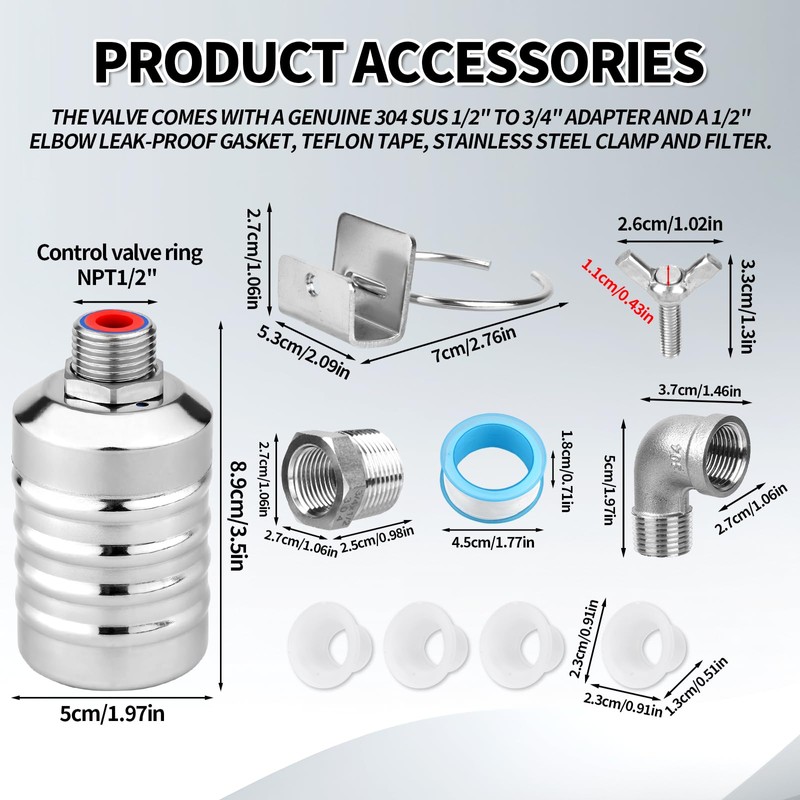 Float Valve, Stainless Steel NPT Thread Leak-Proof Automatic Water Level