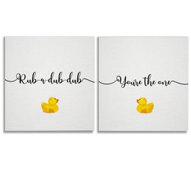 You're The One Rubber Ducky Bathroom Décor Set of 2 Gallery Wrapped Canvas Wall Art