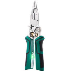 Faitio upgrade 8 in 1 Wire Strippers with Voltage Tester, Wire Stripping Tool, Cable Cutters with Plier, Crimper, Splitting, Wire Stripper Tool for 10-18 AWG for Electrician Work Green