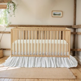 Brandream Scallop Edge Cotton Lace Crib Skirt, Baby Boy, Baby Girl, Gender Neutral Crib Skirt Toddler Bedskirt Dust Ruffle White Ruffled Eyelet Crib Bed Skirt Gathered Styling & Embroidered Details