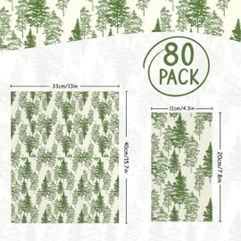 Kamiilah 80 Pack Forest Napkins 4.3 x 7.8 Inch Watercolor Green Pine Trees Disposable Guest Napkins Daily Household Kitchens Bathrooms Festivals Parties And Picnic Supplies