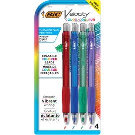 BIC Velocity Original Retractable Mechanical Pencil, Medium Point (0.9 mm), Assorted Colours, Soft Comfortable Grip, 24-Count