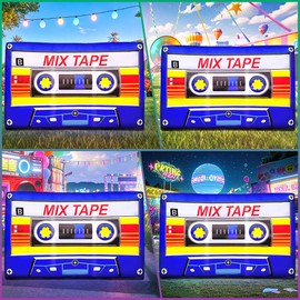 80's 90's Party Decoration 5FT Inflatable Magnetic Tape Party Decorations, Blow up LED Lights Party Favors, for 80s 90s Hip Hop Theme Party, Birthday Party, Music Party, Disco Retro Theme Party