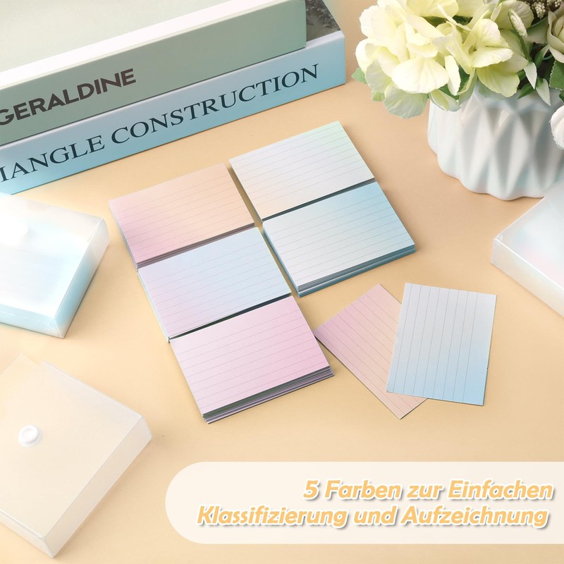 300 Sheets Index Cards Lined A8 Colour Gradient Index Cards