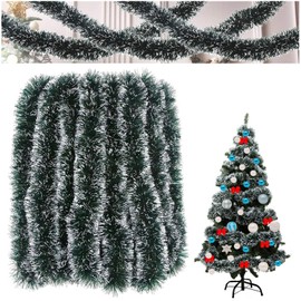 YELINTIAN 59 Feet Christmas Tinsel Garland, Wall Decor Tinsel Christmas Garlands for Decoration, Birthday,Weddings(W:11cm)