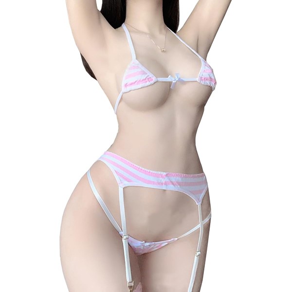 SNOMYRS Cosplay Lingeries Kawaii Anime Mini Bikini Japanese Panties Bra Underwear Garter Belt Sets Braces Sets