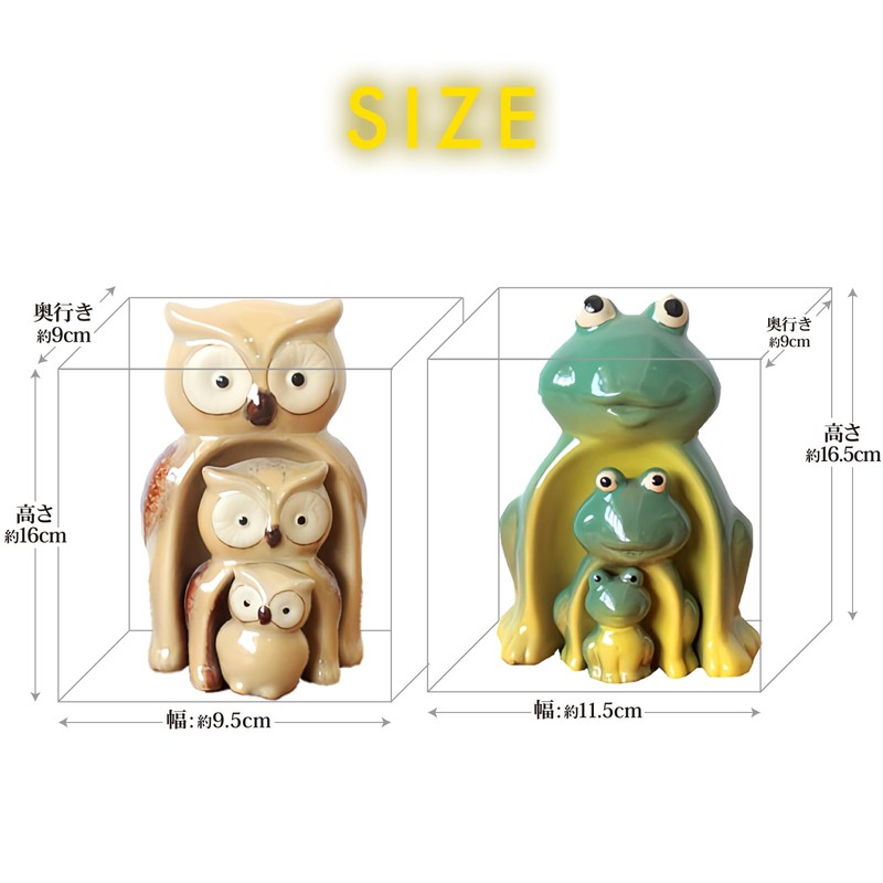 S.T.S.G Figurine Object, Ceramic, Cute, Set of 3 Animals, Garden,