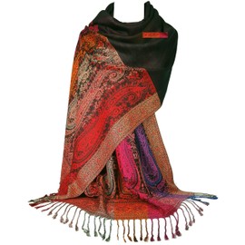 GFM® Paisley Pashmina Style Scarf (S11-Black)(FLD-Pash-9331-KL)