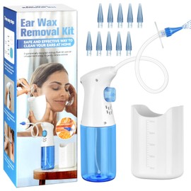 AYBUY Ear Wax Removal Kit, Ear Cleaning Kit for Kids and Adults, Safe Effective Ear Irrigation Flushing Kit Features 11 Nozzles and Water Catch Basin for Home Use