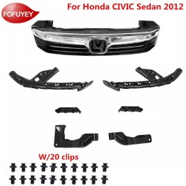 7 piezas para Honda CIVIC Sedán 2012 Frontal Cromo Parrilla Parachoques Faro Soporte
