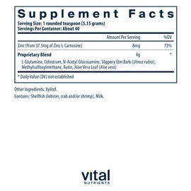 Vital Nutrients Vital Nutrients GI Repair Powder | Leaky Gut Powder with L Glutamine and Zinc | Digestive Enzyme Supplement to Support Gut Health and Digestion | Gluten Free | 40 Servings