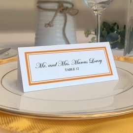 Double Line Border Place Cards, Orange (Choose Color), Set of 25, Pre-cut and Scored - Wedding, Party, Dinner, and Special Events - Made in the USA