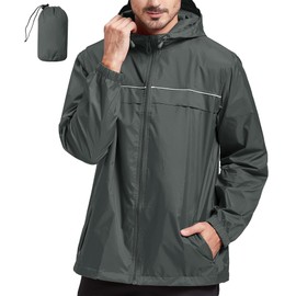 SWISSWELL Rain Jacket Men Waterproof Windbreaker, Lightweight Hooded Raincoat for Daily Casual