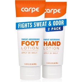 Carpe Antiperspirant Hand and Foot Lotion Package Deal (1 Hand and 1 Foot Tube - Save 17%), Stop Sweaty Hands and Sweaty, Smelly Feet, Dermatologist-Recommended, Most-Popular