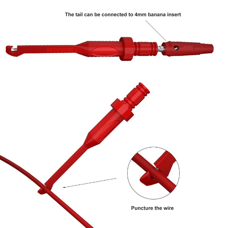 4mm Dual Banana Plug Test Leads with Repair Testing Hooks