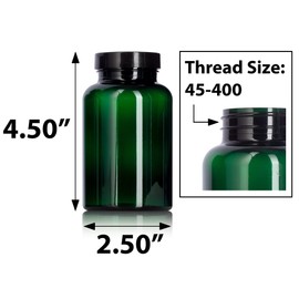 (24 Pack) 8 oz Green Plastic Packer Bottle with Smell Proof Black Lid