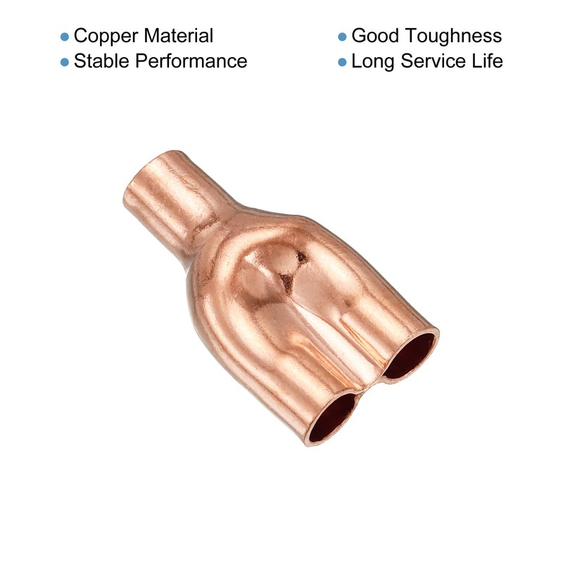 sourcing map Tee Y Type Copper Fitting Welding Joint Split