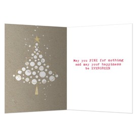 Tree-Free Greetings Holiday Greeting Cards, White Christmas Tree, Vintage Brown Recycled Paper, Boxed Note Card Set, 10-Pack (HB93307)