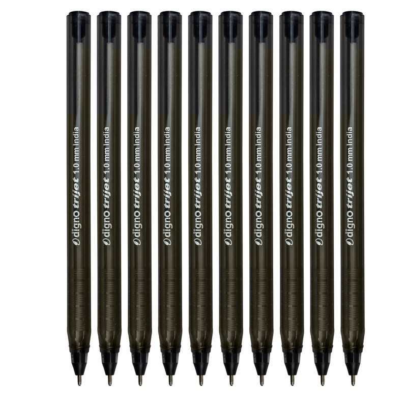 DIGNO Tri-Mate Ballpoint Pens, BLACK, Medium Point (1.0mm), Pack of