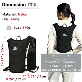 Azarxis Hydration Pack Water Backpack Running Vest 7L Lightweight for Women Men Hiking Biking Jogging Trail Race Cycling (Black + 1.5L White Water Bladder)