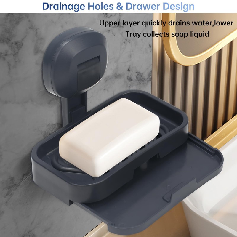 VirtuGro 2Pcs Suction Soap Dishes for Shower Soap Holder No