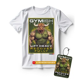 Bull Recover Fully Gym Workout T-Shirt for Men with Air Freshener Gift Set, XX-Large