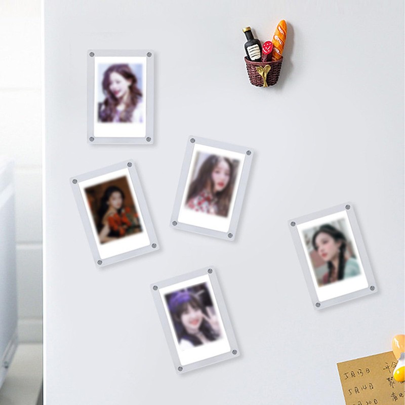 Refrigerator Photo Frames, Acrylic Magnetic Double Sided Transparent Fridge Picture