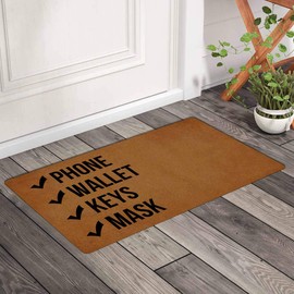 Home Decor Phone Wallet Keys Mask Welcome Mat with Rubber Backing Doormat Entrance Floor Mat Non-Slip Entryway Rug Easy Clean 30 X 18 Inches