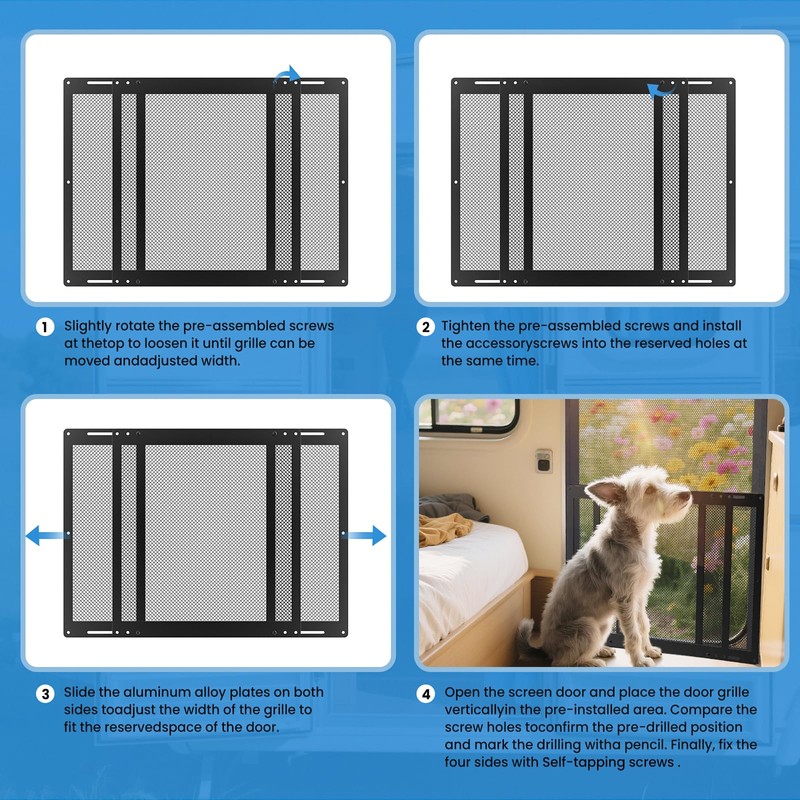 RVSNAIL Upgraded Steel RV Screen Door Protector Grille - Lightweight