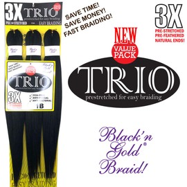 BNG Trio 3X Pre-Stretched Braiding Hair 28" for Easy Braid Professional Itch Free Synthetic Fiber 3 PACK Hair (9 bundles) (#Navy Blue)